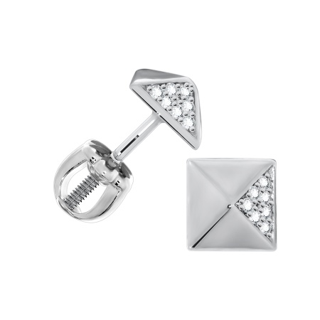 Пусеты из серебра с фианитами