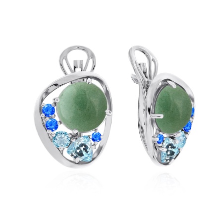 Серьги из серебра с авантюрином 2340361170-1-60 от KRASNOE, металл Серебро, вставка Авантюрин Натур.