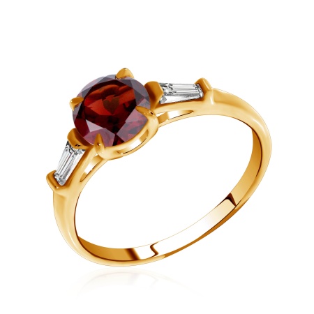 Купить кольцо из серебра с гранатом и фианитами в интернет-магазине KRASNOE