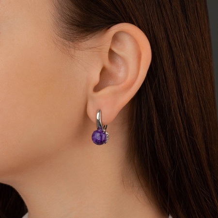 Серьги из серебра с чароитом