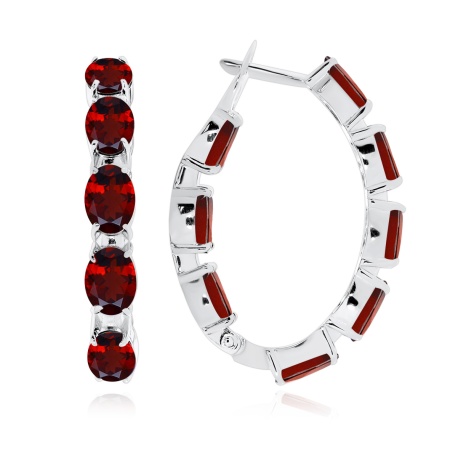 Серьги из серебра с гранатами