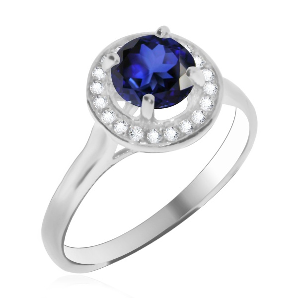 Кольцо из серебра с натуральным корундом и фианитами со скидкой