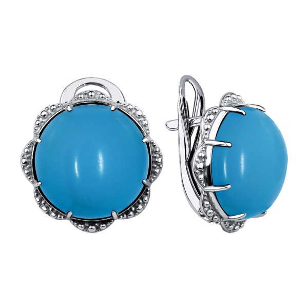 Серьги из серебра с бирюзой 2310Б25792 от KRASNOE, металл Серебро, вставка Бирюза i