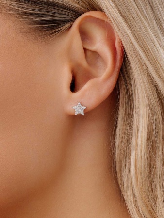 Пусеты из серебра с фианитами