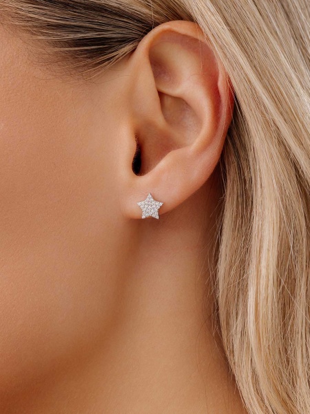 Пусеты из серебра с фианитами