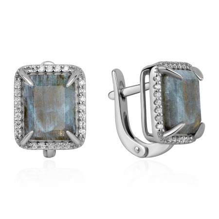 Серьги из серебра с лабрадоритами и фианитами 2340Л05518 от KRASNOE, металл Серебро, вставка Лабрадорит