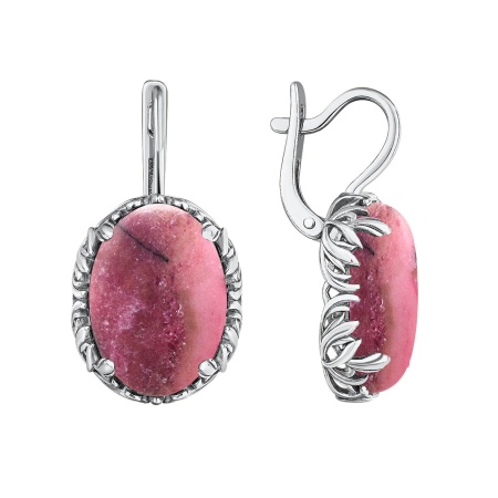 Серьги из серебра с родонитами 2340451858 от KRASNOE, металл Серебро, вставка Родонит