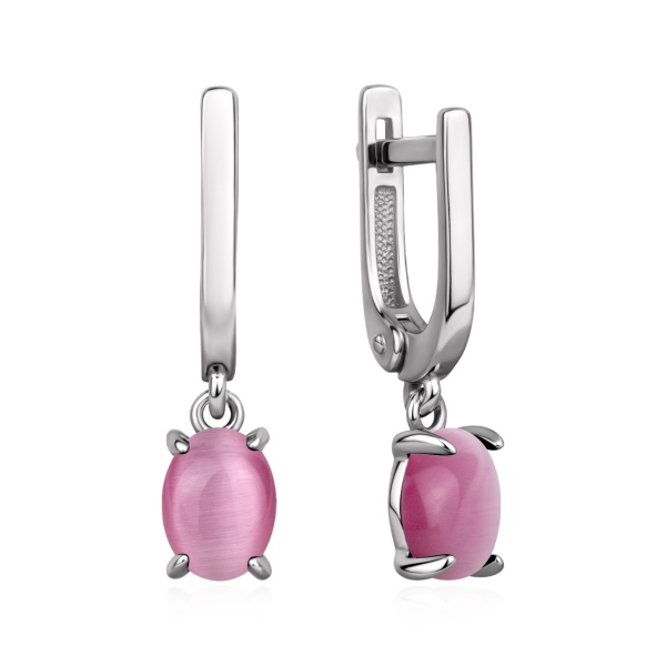 Серьги из серебра с кошачим глазом