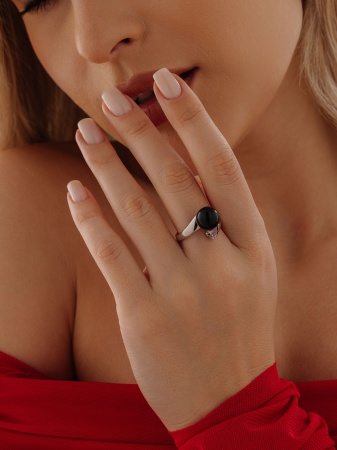 Купить кольцо из серебра с агатом и фианитом в интернет-магазине KRASNOE