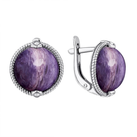 Серьги из серебра с чароитами 2340465152 от KRASNOE, металл Серебро, вставка Чароит