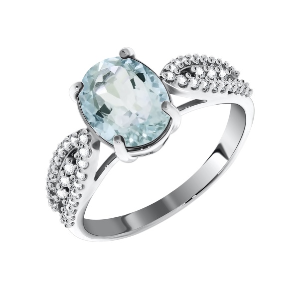 Кольцо из серебра с кварцем и фианитами со скидкой