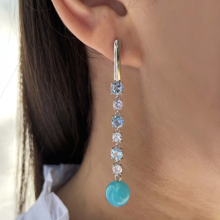 Серьги из серебра с агатами, фианитами и топазами 2340871519-99 от KRASNOE, металл Серебро, вставка Агат