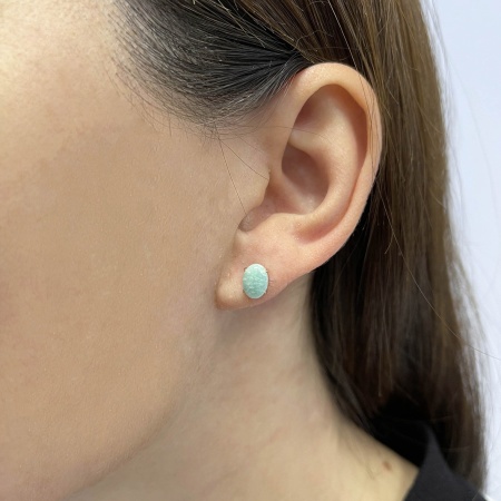 Пусеты из серебра с амазонитами 2320372321 от KRASNOE, металл Серебро, вставка Амазонит