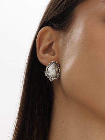 Серьги из серебра с кахолонгом