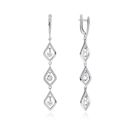 Серьги из серебра с фианитом 2340200776л от KRASNOE, металл Серебро, вставка Фианит