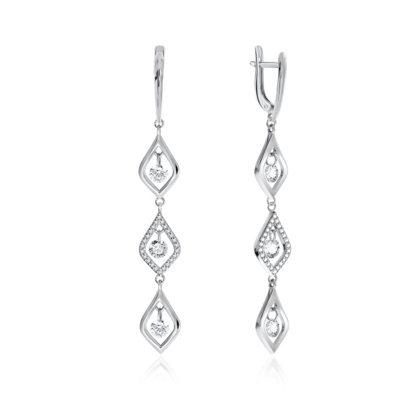 Серьги из серебра с фианитом 2340200776л от KRASNOE, металл Серебро, вставка Фианит