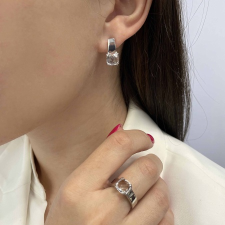 Серьги из серебра с горным хрусталём
