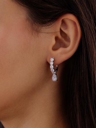 Серьги из серебра с фианитами 2340201314 от KRASNOE, металл Серебро, вставка Фианит