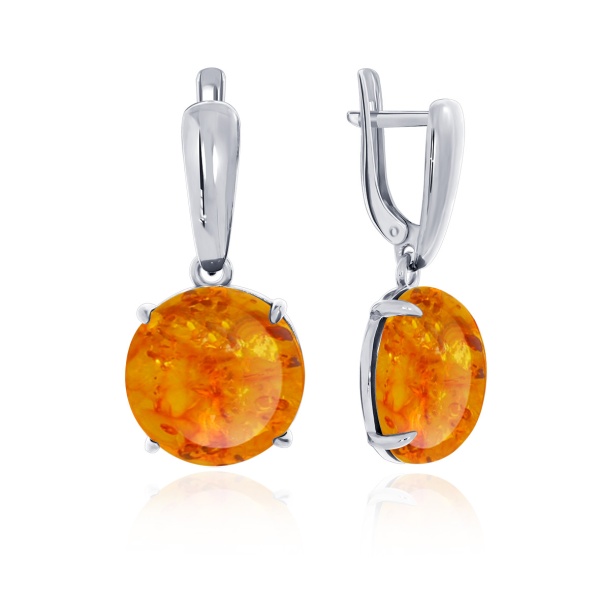 Серьги из серебра с янтарем