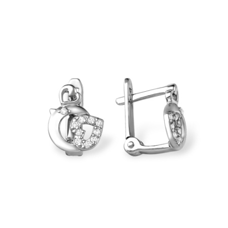 Серьги из серебра с фианитом 1210018723 от KRASNOE, металл Серебро, вставка Фианит