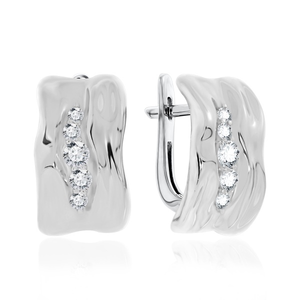 Серьги из серебра с фианитами со скидкой