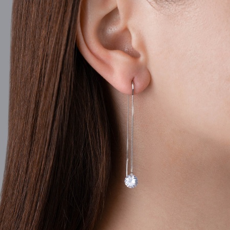 Серьги из серебра с фианитами 2340200760-1 от KRASNOE, металл Серебро, вставка Фианит