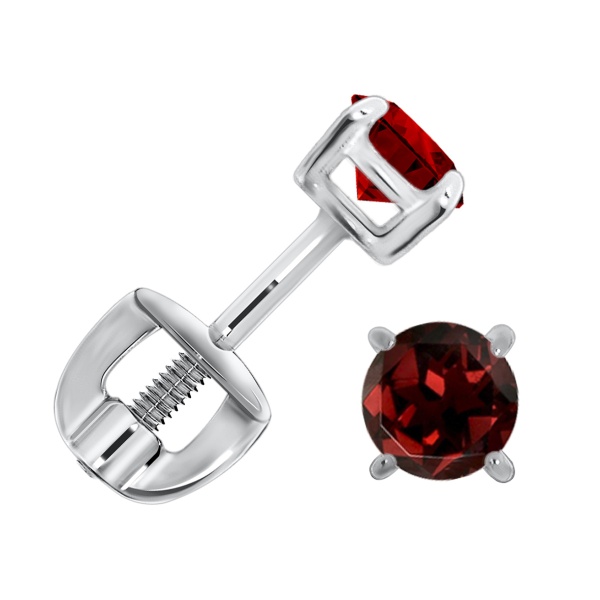 Пусеты из серебра с гранатами