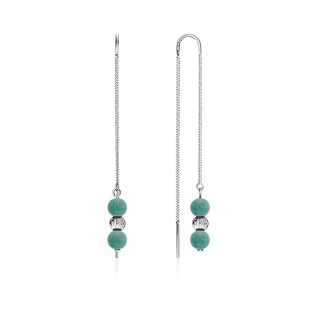 Серьги из серебра с агатами 2340650714-1-77 от KRASNOE, металл Серебро, вставка Жад