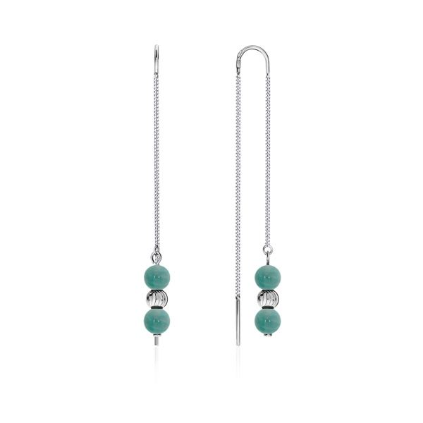 Серьги из серебра с агатами 2340650714-1-77 от KRASNOE, металл Серебро, вставка Жад