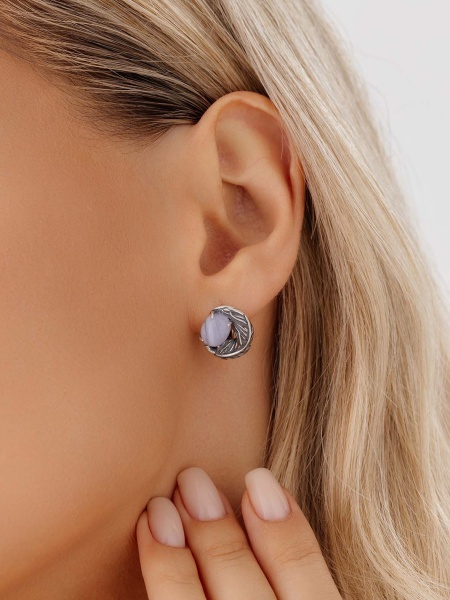 Серьги из серебра с агатами