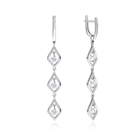 Серьги из серебра с фианитами 2340200772 от KRASNOE, металл Серебро, вставка Фианит