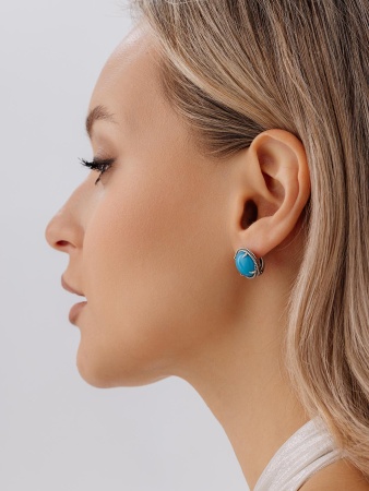 Серьги из серебра с бирюзой 2310Б25747 от KRASNOE, металл Серебро, вставка Бирюза i