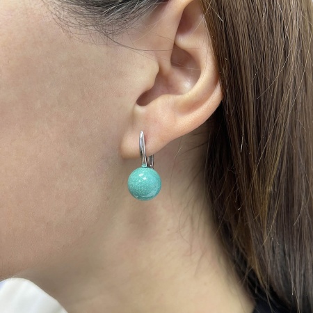 Серьги из серебра с бирюзой 2340311557-1 от KRASNOE, металл Серебро, вставка Бирюза