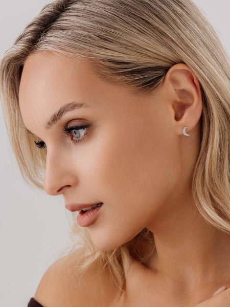 Пусеты из серебра с фианитами