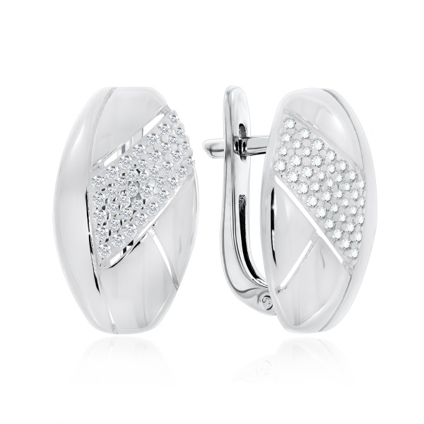 Серьги из серебра с фианитами 2340201135л от KRASNOE, металл Серебро, вставка Фианит