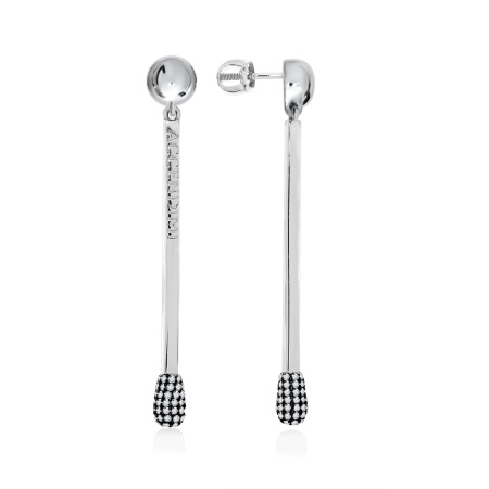 Пусеты из серебра с фианитами