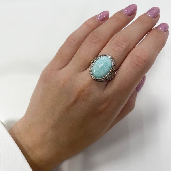 Купить кольцо из серебра с амазонитом в интернет-магазине KRASNOE