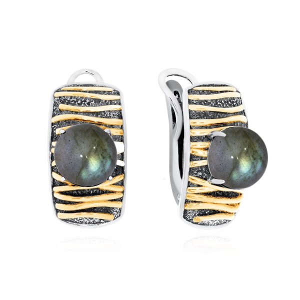 Серьги из серебра с лабрадоритами 2317Л01752 от KRASNOE, металл Серебро, вставка Лабрадорит