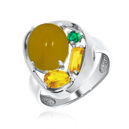 Купить кольцо из серебра с агатом, ситаллом и фианитами в интернет-магазине KRASNOE Купить кольцо из серебра с агатом, ситаллом и фианитами в интернет-магазине KRASNOE