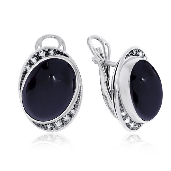 Серьги из серебра с агатом