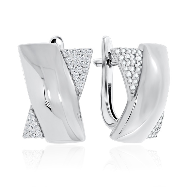 Серьги из серебра с фианитами 2340201133л от KRASNOE, металл Серебро, вставка Фианит