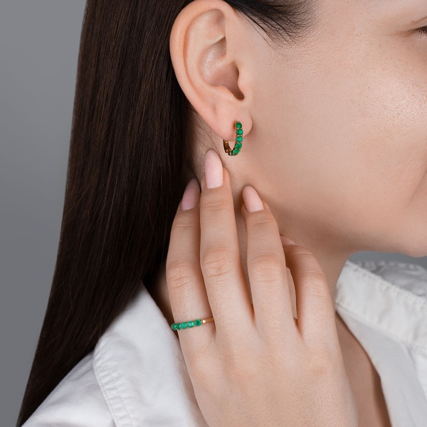 Серьги из серебра с фианитами 2340201270 от KRASNOE, металл Серебро, вставка Фианит