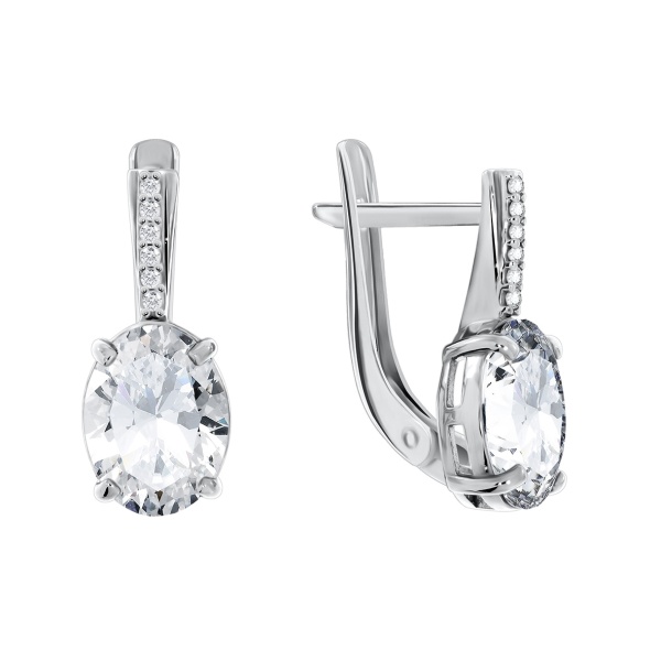 Серьги из серебра с кристаллами и фианитами 2340290219л от KRASNOE, металл Серебро, вставка 