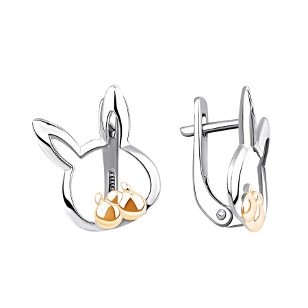 Серьги из серебра без вставок 2350405210 от KRASNOE, металл Серебро, вставка Без вставок