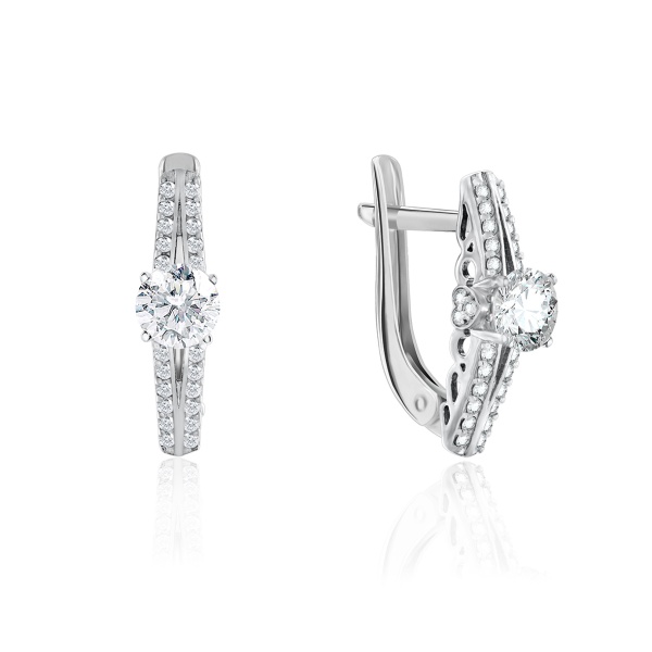 Серьги из серебра с фианитами со скидкой