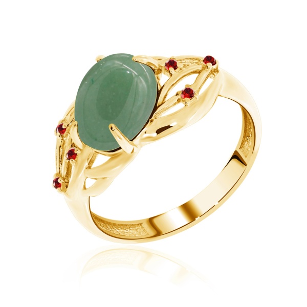 Купить кольцо из серебра с нефритом и ситаллами в интернет-магазине KRASNOE