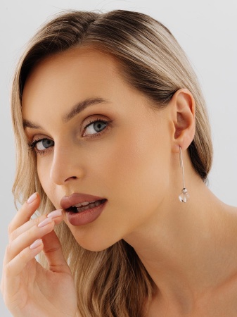 Серьги из серебра с хрусталём 2340521068 от KRASNOE, металл Серебро, вставка Горный хрусталь