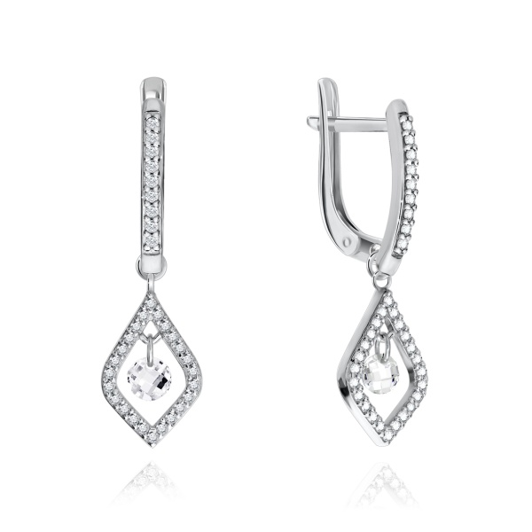 Серьги из серебра с фианитами 2340200771л-1 от KRASNOE, металл Серебро, вставка Фианит Серьги из серебра с фианитами 2340200771л-1 от KRASNOE, металл Серебро, вставка Фианит