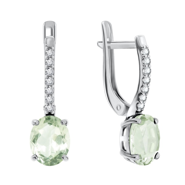 Серьги из серебра с кварцем и фианитами 2340180185-68 от KRASNOE, металл Серебро, вставка Кварц г/т