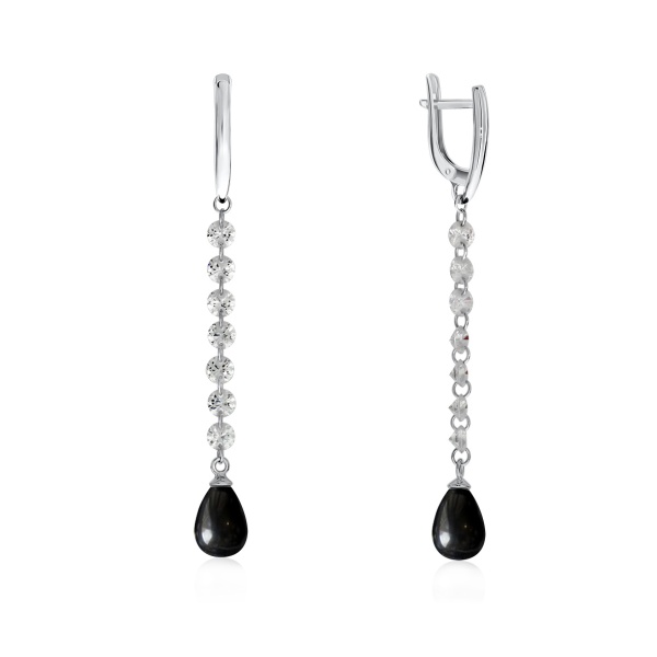 Серьги из серебра с агатами и фианитами 2340390613-20 от KRASNOE, металл Серебро, вставка Агат